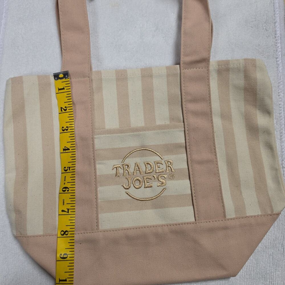 NWT Trader Joe's Mini striped beige canvas tote bag